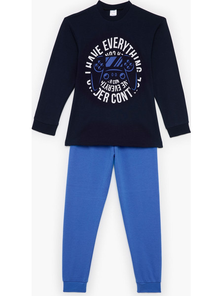 Pretty Baby Παιδική Πιτζάμα Βαμβακερή Χειμωνιάτικη Navy Μπλε Royal Blue 63819