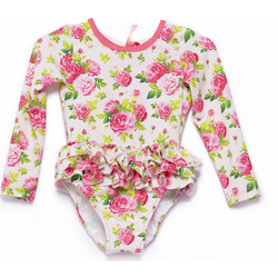 Tortue Floral Αντηλιακό UV Βρεφικό Μαγιό Ολόσωμο για Κορίτσι Μπεζ Ροζ Φούξια S4-272-260