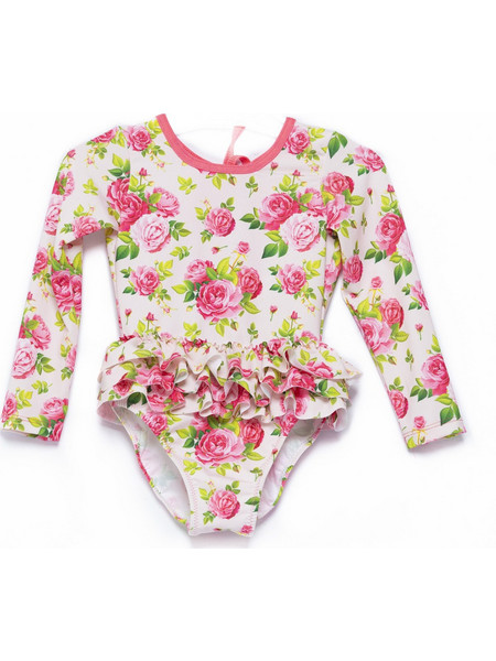 Tortue Floral Αντηλιακό UV Βρεφικό Μαγιό Ολόσωμο για Κορίτσι Μπεζ Ροζ Φούξια S4-272-260