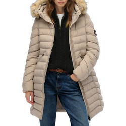 Superdry Γυναικείο Μπουφάν Χειμωνιάτικο Puffer Μακρύ Μπεζ W5011999A-7MO