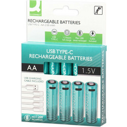 Q-CONNECT Rechargeable USB-C 1400mAh AA 4τμχ