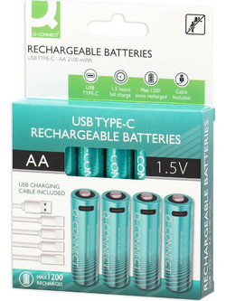 Q-CONNECT Rechargeable USB-C 1400mAh AA 4τμχ