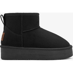 B&W Γυναικεία Μποτάκια Πλατφόρμα Suede Μαύρα BJSH543008