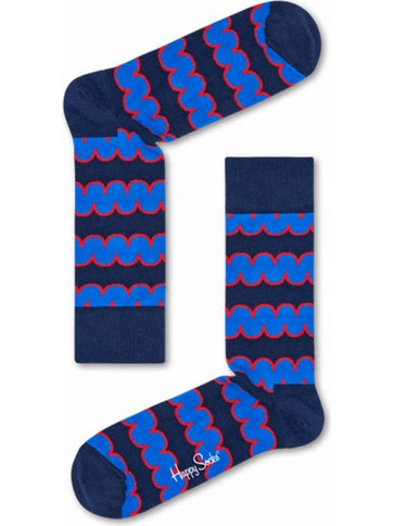 Happy Socks Squiggly Ανδρικές Κάλτσες Ψηλές με Σχέδια Royal Blue SQU01-6000