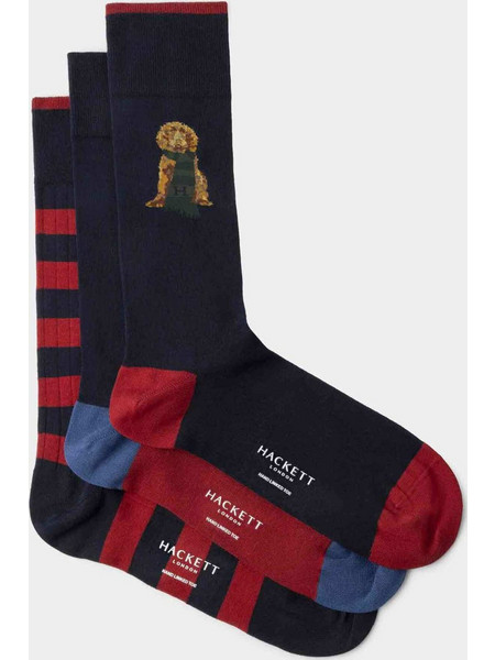 Hackett Ανδρικές Κάλτσες Ψηλές με Σχέδια Navy Μπλε 3Pack HMU300028