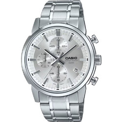 Casio Ανδρικό Ρολόι Χρονογράφος με Ασημί Μεταλλικό Μπρασελέ MTP-E510D-7AVDF