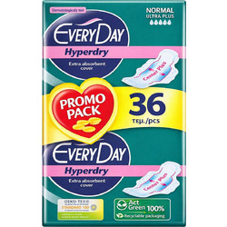 EveryDay Hyperdry Normal Ultra Plus Σερβιέτες με Φτερά για Κανονική Ροή 5 Σταγόνες 2x18τμχ