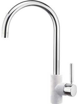 Sanitec Doppio Metallic Ice Μπαταρία Κουζίνας Πάγκου Διπλής Παροχής Ανάμεικτη Λευκή