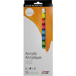 Daler-Rowney Simply Σετ Ακρυλικά Χρώματα Ζωγραφικής 12ml 12τμχ