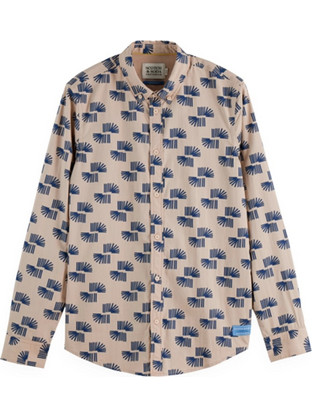 Scotch & Soda Ανδρικό Πουκάμισο Βαμβακερό Μακρυμάνικο Κανονική Γραμμή Μπεζ 181804-SC260