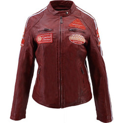 Leather 100 Γυναικείο Μπουφάν Χειμωνιάτικο Δερμάτινο Κοντό Μπορντό 37-W-06