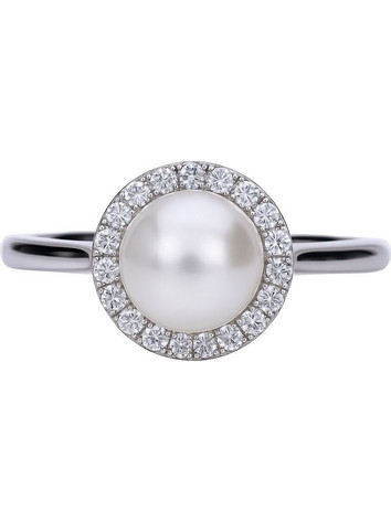 Diamonfire Γυναικείο Δαχτυλίδι Ροζέτα Ασημί με Ζιργκόν & Πέρλα 61175611111