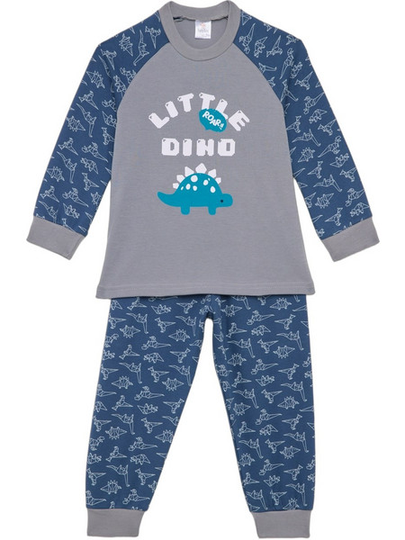 Pretty Baby Dino Ice Παιδική Πιτζάμα Βαμβακερή Χειμωνιάτικη Navy Μπλε 68201