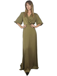 Cecilia Maxi Φόρεμα για Γάμο / Βάπτιση Κρουαζέ Χακί 25265481