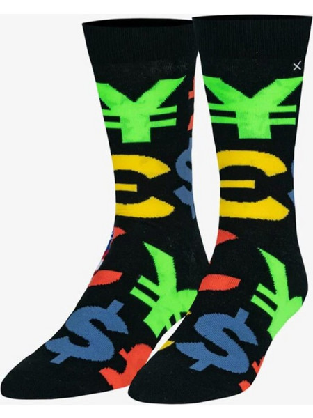 ODD SOX Money Symbols Ανδρικές Κάλτσες Ψηλές με Σχέδια Μαύρες 060051