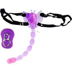 Baile Butterfly Harness Strap On με Dildo 19.5cm & Δόνηση Μωβ