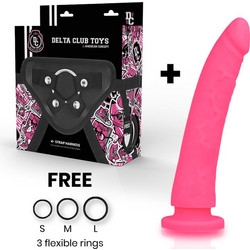 Delta Club Toys Harness Strap On με Dildo 20cm Ροζ D-227188
