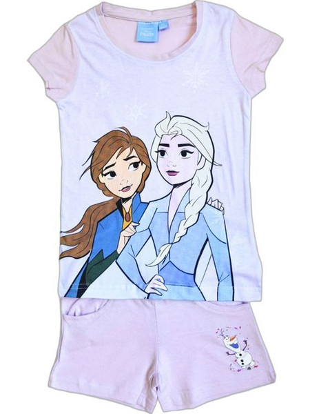 Disney Frozen Παιδική Πιτζάμα Βαμβακερή Καλοκαιρινή Λιλά 14157