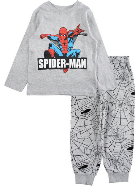 Disney Spider-Man Παιδική Πιτζάμα Βαμβακερή Χειμωνιάτικη Γκρι 33948-419