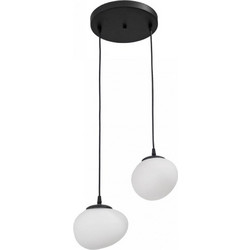 Heronia Lighting Votsalo Κρεμαστό Φωτιστικό Οροφής Μπάλα Δίφωτο Μαύρο Φ30x80cm 02-0475
