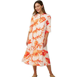 Vamp Midi Καθημερινό Φόρεμα Floral Μεταξωτό Λευκό 24450