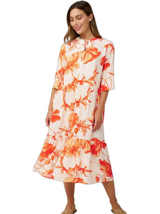 Vamp Midi Καθημερινό Φόρεμα Floral Μεταξωτό Λευκό 24450