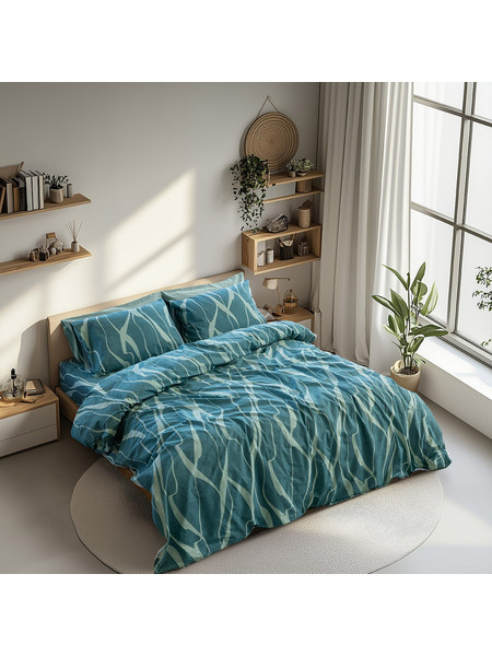 Beauty Home Σετ Σεντόνια Μονά Βαμβακερά 170x265 Glory Art 12378 Πετρόλ