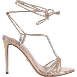 Sam Edelman Γυναικεία Πέδιλα Δερμάτινα Χρυσά με Λεπτό Ψηλό Τακούνι και Στρας I1351S2901
