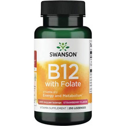 Swanson B12 with Folate Strawberry 250 Καραμέλες