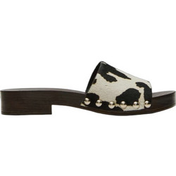 Steve Madden Γυναικεία Πέδιλα Δερμάτινα Σοκολατί Μπεζ με Χοντρό Χαμηλό Τακούνι 11005299