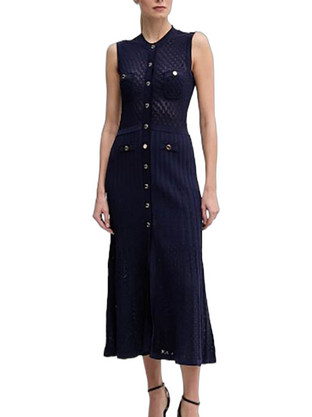 Gaudi Midi Βραδινό Φόρεμα Πλεκτό Navy Μπλε 611FD13003