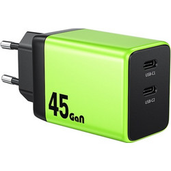 Wekome WP-U33 Φορτιστής χωρίς Καλώδιο με 2 Θύρες USB-C 45W Power Delivery Green