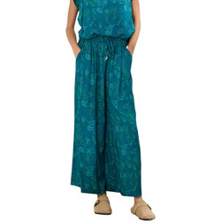 Namaste Ψηλόμεση Υφασμάτινη Γυναικεία Παντελόνα Loose Εφαρμογή με Λάστιχο Πετρόλ SS0126012