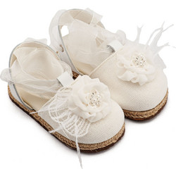 Babywalker Βαπτιστικές Εσπαντρίγιες για Κορίτσι Υφασμάτινες Ανατομικές Λευκές EXC5905