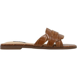 Nine West GINSAN3 Δερμάτινα Γυναικεία Σανδάλια Καφέ 21-210
