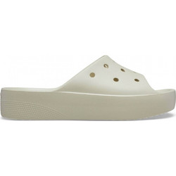 Crocs Γυναικείες Παντόφλες Καλοκαιρινές Flatforms Ανατομικές Αντιολισθητικές Μπεζ 208180-2Y2