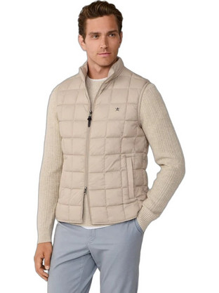 Hackett Αμάνικο Ανδρικό Μπουφάν Χειμωνιάτικο Puffer Μπεζ HM4000089