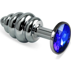 Lovetoy Rosebud Spiral Πρωκτική Σφήνα Diamond Plug 6.9cm Μπλε Ασημί LO-RO-SSR-DK