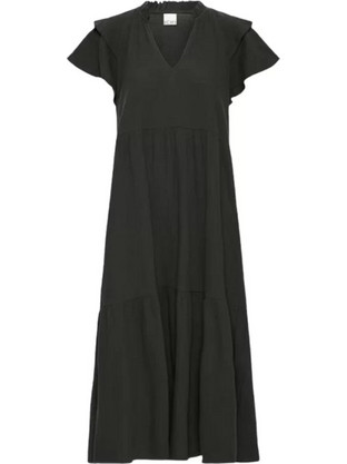 Ichi Lifana Midi Καλοκαιρινό Καθημερινό Φόρεμα Μαύρο 20125649-194008