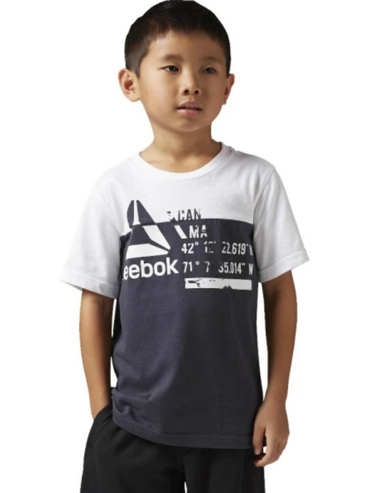 Reebok Παιδικό T-Shirt Κοντομάνικο Λευκό Ανθρακί BK4421