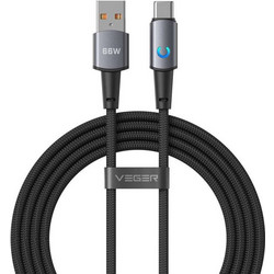 Veger AC1-ZSD Braided USB-A to USB-C 66W 1.2m Black