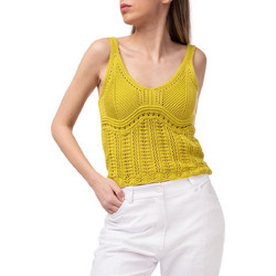 Moutaki Γυναικείο Καλοκαιρινό Crop Top Πλεκτό Κίτρινο 26.KN1.03