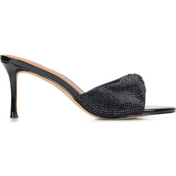 Kurt Geiger Γυναικεία Πέδιλα Μαύρα με Λεπτό Ψηλό Τακούνι και Στρας 5857100609