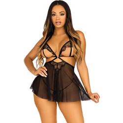 Leg Avenue Sexy Babydoll See Through με Δαντέλα Μαύρο 714718566214