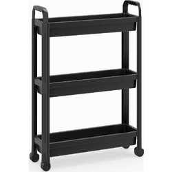 Costway JZ10420BK Τρόλεϊ Πλαστικό 3 Θέσεων 54x18.5x76cm