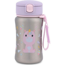 Skip Hop Unicorn Παιδικό Παγούρι Ανοξείδωτο BPA Free με Καλαμάκι Ασημί Λιλά 350ml