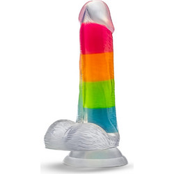 Blush Glow In The Dark Rainbow Rave Ρεαλιστικό Dildo με Βεντούζα & Όρχεις 16.5cm Πολύχρωμο