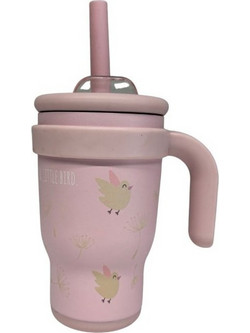 Abo Make A Wish Little Bird Παιδικό Παγούρι Θερμός Ανοξείδωτο BPA Free με Καλαμάκι Ροζ 350ml