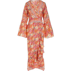 Gsecret Midi Καλοκαιρινό Καθημερινό Φόρεμα Floral Κρουαζέ Πορτοκαλί FF1101-38489