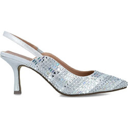 Menbur Γόβες Slingback με Λεπτό Χαμηλό Τακούνι & Στρας Ασημί 23944